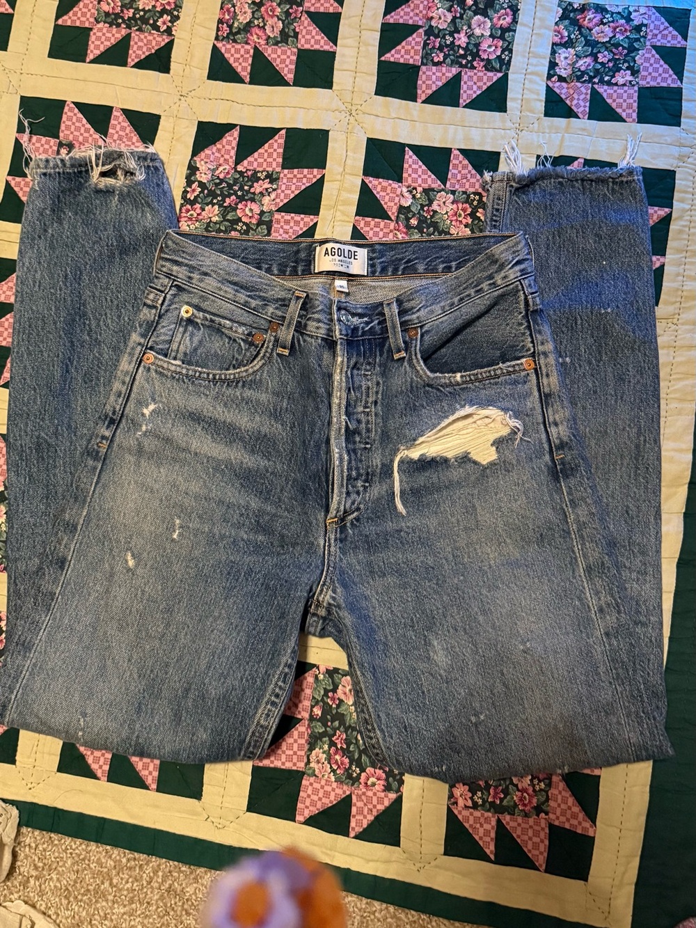 Agolde Dark Blue Straight-Leg Jeans